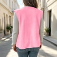 thumbnail image 5 of Women's Cozy Fleece Sleeveless Vest V Neck Open Front Loose Fit Plush Waistcoat Casual Fall Winter Warm Layering Gilet Outerwear Pink, 5 of 5