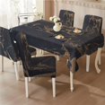thumbnail image 2 of TSOVTHRID Black Marble Texture Print 5 Pcs Tablecloth Chair Cover Set Removable Dining Chair Protector Washable Spandex Rectangle Table Cloth for Dining Table Kitchen Decor, 2 of 7