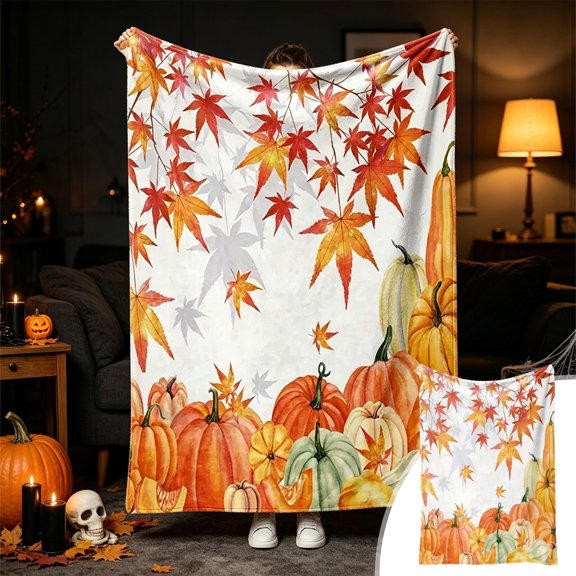 AYktou Fall Throw Blanket, 60×80 Inch Thanksgiving Blanket Halloween Nap Blanket, Portable Picnic Blanket Cozy Warm Flannel Decorative Sofa Blanket for Office Bedroom Living Room Bed Home Decor