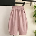 thumbnail image 2 of Landzoo Girls Pants Solid Color Elastic Waist With Pockets Summer Cozy Soft Pants Size 13-14 Years Pink, 2 of 3