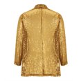 thumbnail image 5 of HUPOM Womens Blouse Button Long Sleeve Sequin Cocktail & Party Solid Long Cardigans For Women Gold L(US:8), 5 of 6