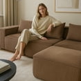 thumbnail image 3 of LiviNest Modular Sectional Sofa with Ottoman: Modern Corduroy Fabric All-Compressed Design - Reversible Layouts for Creative Studio Spaces & Small Apartments - Two Size Options 80.3" & 111.4" Brown U, 3 of 6