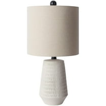 Livabliss Leipzig Rustic Accent Table Lamp, 21-inch, White with Beige Shade