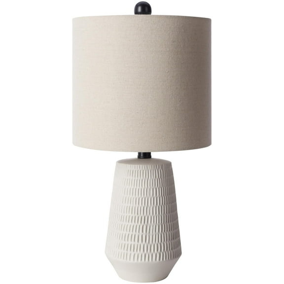 Livabliss Leipzig Rustic Accent Table Lamp, 21-inch, White with Beige Shade