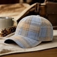 thumbnail image 5 of Clossjun Women Men Stylish Plaid Baseball Cap Fall Winter Warm Classic Hat Soft Casual Dad Hat for Outdoor Sport Light Blue, 5 of 6