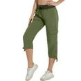 thumbnail image 7 of Wyobmus Womens Capris With Multi Pockets Loose Fit Casual Capri Pants Dressy Lightweight Drawstring Waist Baggy Cargo Hiking Pants Olive Green, 7 of 7