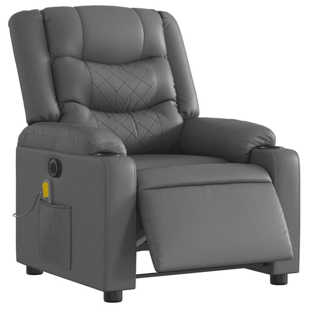 Sillón reclinable eléctrico para masajes VidaXL de piel sintética gris
