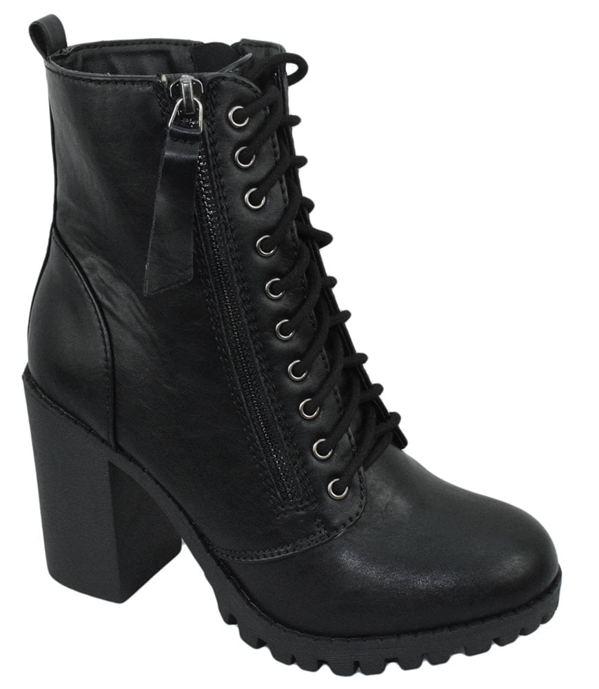 Heel Combat Ankle Boots Army Military 