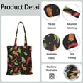 thumbnail image 3 of Sac Fourre-Tout en Toile Piments Mignon Motif Légumes Rouges Épicés Illustration Peinture Esthétique Kawaii Dessin Animé Réutilisable Écologique Léger Pliable, 3 of 6