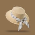 thumbnail image 4 of XIAOCHA Womens Bow‑Pearl Straw Hat Solid Sun Hat Beach Wide‑Brim Hat,Beige, 4 of 6