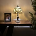thumbnail image 2 of Tiffany Mini Table Lamp Gold Stained Glass Baroque Style Lavender Bedroom Living Room 8"W*15"H, 2 of 5