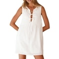 thumbnail image 2 of Womens Ruched Mini Dresses Tie Front Layered Dresses White XL, 2 of 9