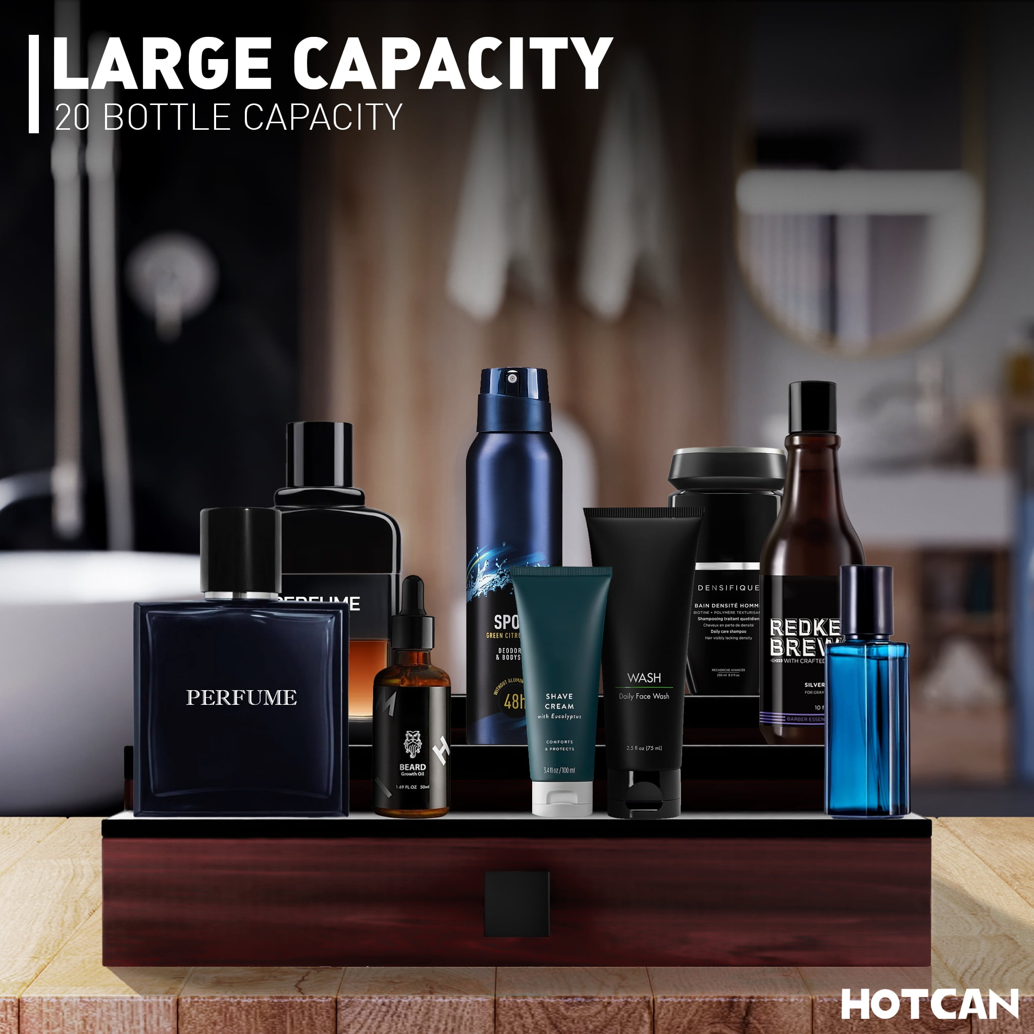  HOTCAN Wooden Cologne Stand Organizer for Men - 3 Tier Perfume  Organizer with Drawer and Hidden Compartment - Perfect for Organizing and  Storing Colognes and Accessories - A Great Gift