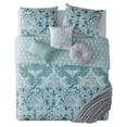 thumbnail image 3 of Mint Green Damask, 7 Pieces Comforter Set, Full Queen, by VCNY Home, 3 of 8