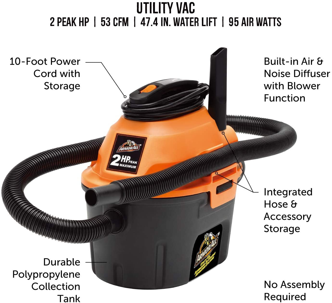 Peak HP Wet/Dry Utility Shop Vacuum 
