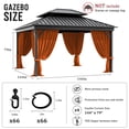 thumbnail image 2 of Pakunoda 12' X 6.5' Gazebo Universal Replacement Privacy 4-Panel Curtains, Waterproof Outdoor Curtains Orange Sidewall with Zipper for Patio Garden Backyard 12' X 12' Gazebo, Curtain Only, 2 of 8