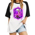 thumbnail image 2 of Hazbin Hotel Moda Casual Mujer Cuello Redondo Impreso Raglan Manga Corta Camiseta Top Morado/3XL, 2 of 6