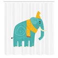 thumbnail image 2 of Ambesonne Animal Shower Curtain, Animal with Hat and Scarf, 69"Wx84"L, Seafoam Orange, 2 of 4