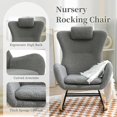 thumbnail image 6 of FIRLZY Rocking Chair Nursery, Teddy Upholstered Rocker Glider Chair with High Backrest, Adjustable Headrest & Pocket, Comfy Glider Chair for Nursery, Bedroom, Living Room, Offices, Gray, 6 of 16