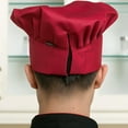 thumbnail image 3 of Chef Hat Adult Adjustable Elastic Baker Kitchen Cooking Chef Cap(Dark Red), 3 of 5