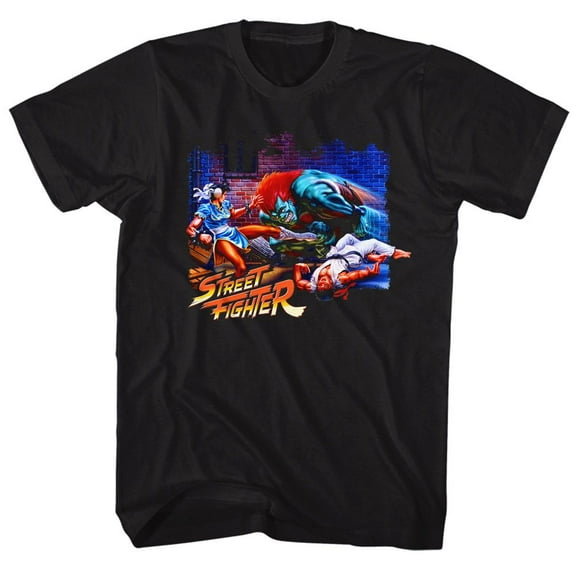 Street Fighter Alley Fight Black Adult T-Shirt 3Xlt