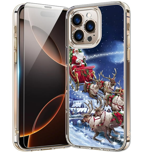 Funda de teléfono bicol para iPhone 16 Pro de 6.3 pulgadas, navideña, a prueba de golpes
