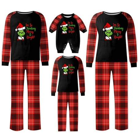 

2024 Christmas Grinch Family Matching Grinch Fashion Print Long-Sleeved Jammies Family Matching Loungwear for Baby Kid Men Women Christmas Gifts