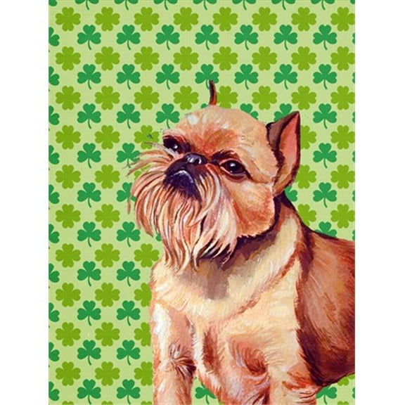 Brussels Griffon St. Patricks Day Shamrock Portrait Flag Garden Size