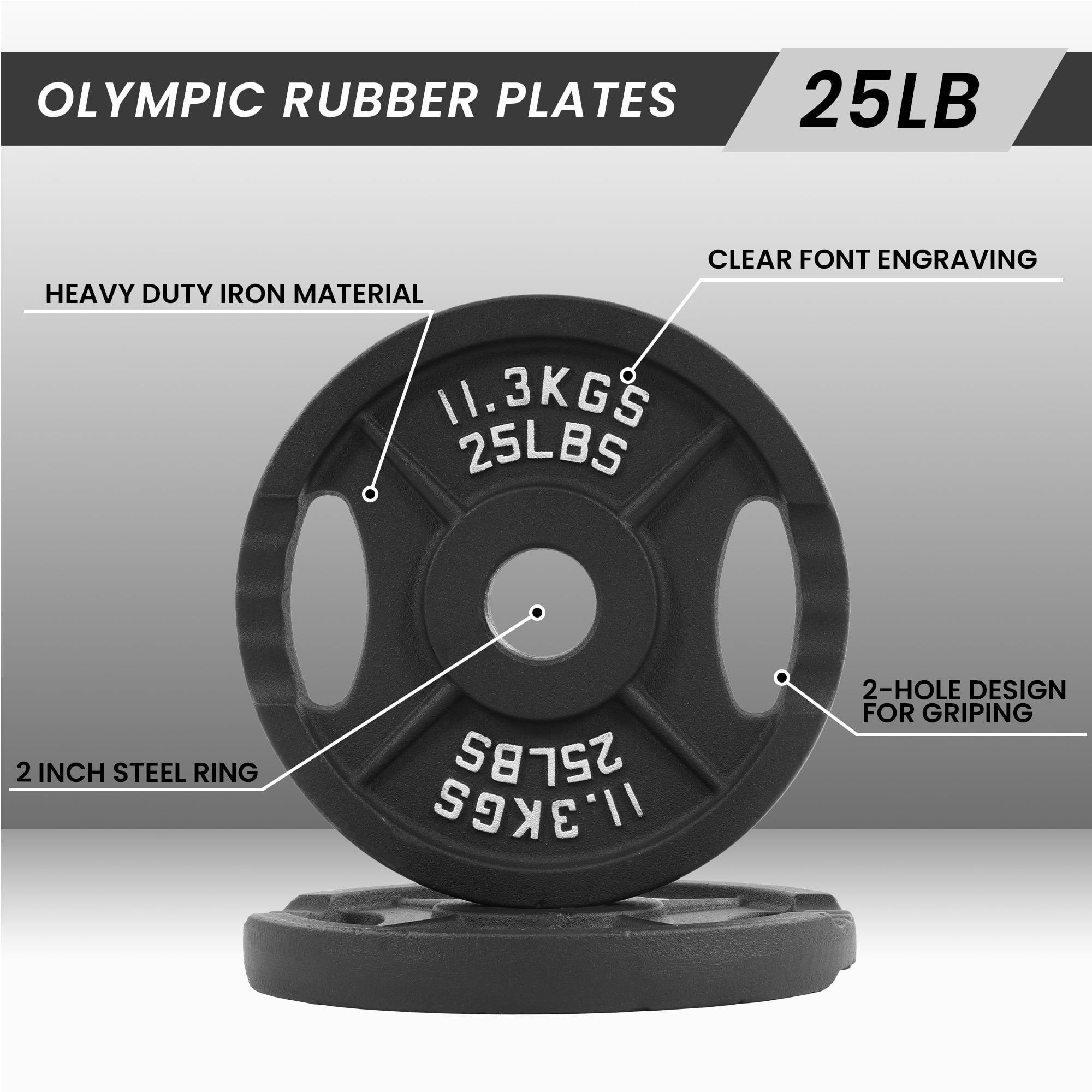 BalanceFrom Classic Cast Iron Weight Plates, 2 X 25 lb