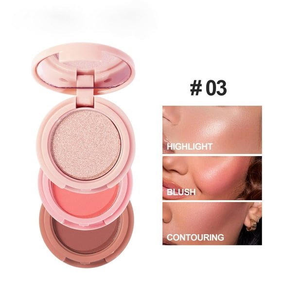 HLONK Blush and Highlighter Palette 3 in 1 Contour Palette Cruelty-Free Matte Bronzer Powder Shimmer Illuminator Highlighters for a Glowing Look