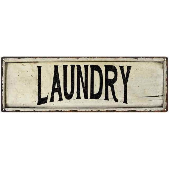 LAUNDRY Farmhouse Style Wood Look Sign Gift 8x24 Metal Decor 108240028213