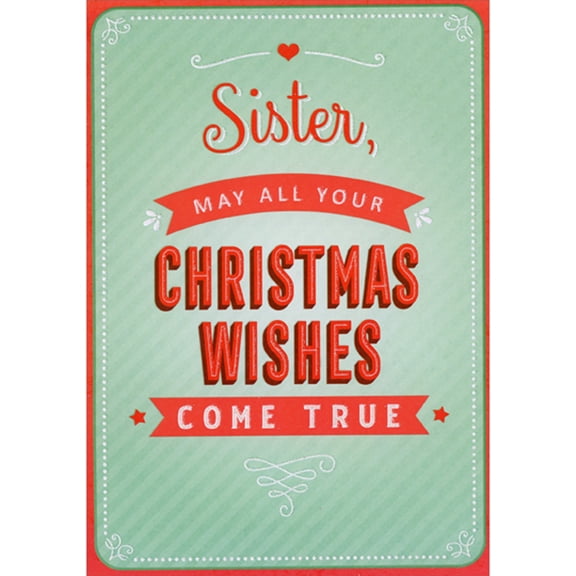 Designer Greetings May All Your Christmas Wishes Come True on Light Green Humorous / Funny 3D Pop Up Christmas Card for Sister