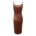 thumbnail image 4 of IROINNID Savings Party Dresses for Women Date Night Sexy Sexy Slim Solid Color Split Hip Tight-fitting Slim Dress Mini Dress,Brown, 4 of 4