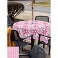 thumbnail image 4 of Outdoor Tablecloth with Umbrella Hole and Zipper, Pink Snowflakes Square Table Cloth 60x60 Inch Waterproof Tablecloth, Merry Christmas Checkered Winter Holiday Picnic Table Cover for Patio Camping, 4 of 7