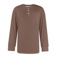 thumbnail image 4 of GrmtClth Henley Shirts for Men Casual Fit Long Sleeve Button T-Shirts Comfy Soft Classic Tee Tops with pocket Coffee S, 4 of 6