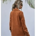 thumbnail image 3 of Contrast Button Up Flap Pocket Long Sleeve Overshirt for Women, 3 of 3