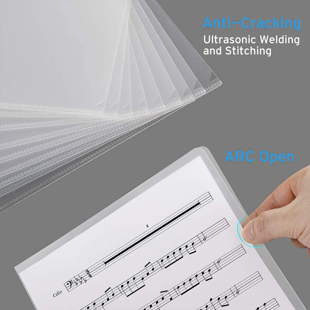 25 Pack Clear Document Folder Project Pockets, Plastic File Folders Letter Size, Clear Sleeves for Paper Protector 8.5 x 11, Presentation Folders Report Covers, Clear