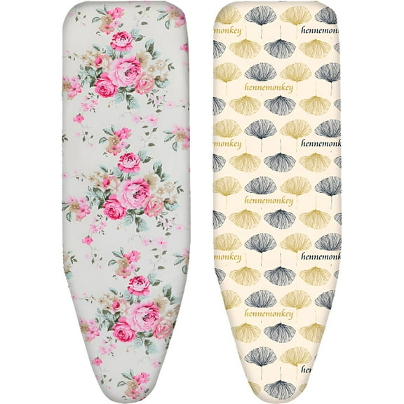 AUQ 2Pcs Ironing Board Cover and Pad,Smooth Ironing Iron Board Cover with Padding,Double Cotton Pads Ironing Board Cover,12*36In