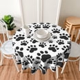 thumbnail image 5 of Dog Paw Black and White Tablecloth Round 60 Inch Table Cover Waterproof Tablecloths Reusable for Kitchen Dining Table Christmas Holiday Home Party Wedding Picnic Farmhouse Decorative, 5 of 6