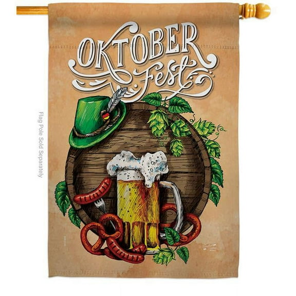 Angeleno Heritage H137109-BO Oktoberfest Festival Beverages Beer 28 x 40 in. Double-Sided Decorative Vertical House Flags for Decoration Banner Garden Yard Gift