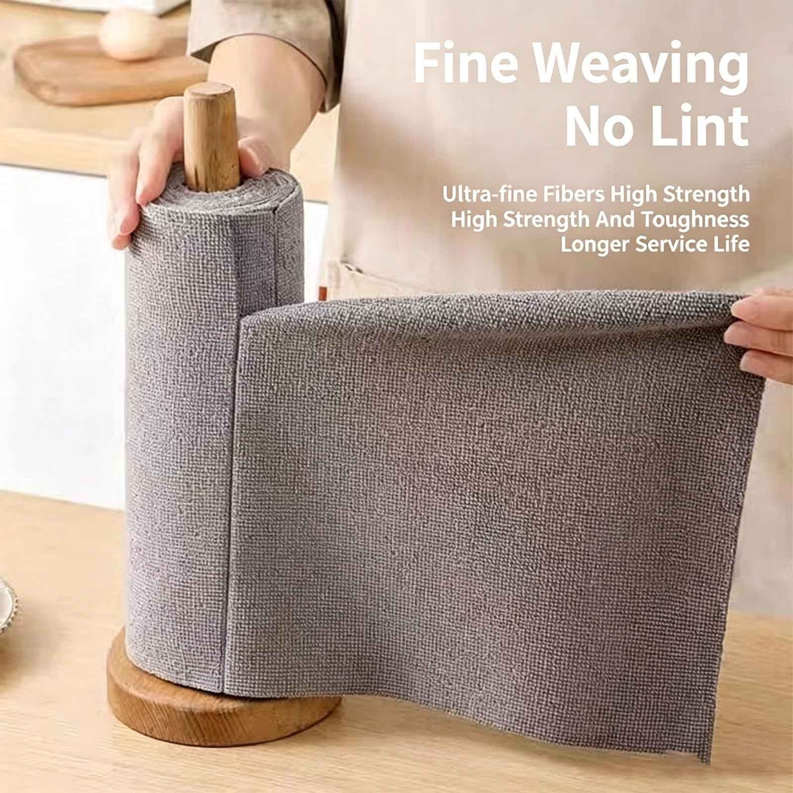Gray Microfiber Kitchen Wipes Tearable Reusable Cloth For Home Cleaning Dish Towel Dust Rag