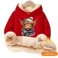 thumbnail image 5 of MAIHAN-Girls Christmas Hooded Sweatshirt - Soft Highland Cow Print Pullover, Cozy Warm Kids Top for Winter Outdoor Play and Holiday Activities(E-Multicolor,15-16 Years), 5 of 5