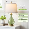 thumbnail image 5 of Green Glass Table Lamps for Living Room, Bedside Lamps Set of 2 with USB A+C Charging Ports, 3 Way Dimmable Touch Lamps for Nightstand, 22.5" Modern Table Lamp for Bedroom, Gold, 5 of 7