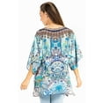 thumbnail image 2 of Sakkas Marina Women's Casual Short Sleeve Blouse Top Tunic Loose Floral Round Neck - 553-Turq - S/M, 2 of 5