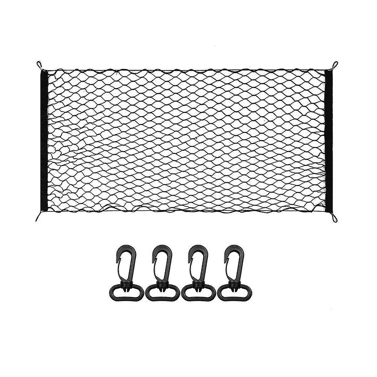 Filet à Bagages Extensible Pour Coffre De Voiture - 110x60cm, Avec Crochets, Noir - 12