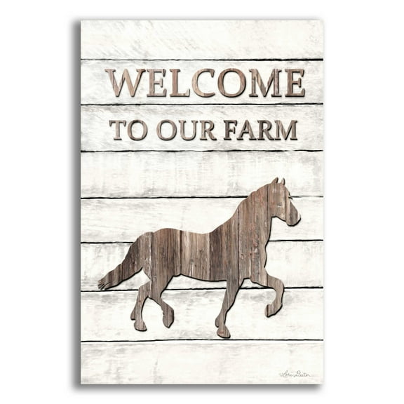 Epic Art 'Horse Welcome to Our Farm' by Lori Deiter Acrylic Glass Wall Art, 16"x24"