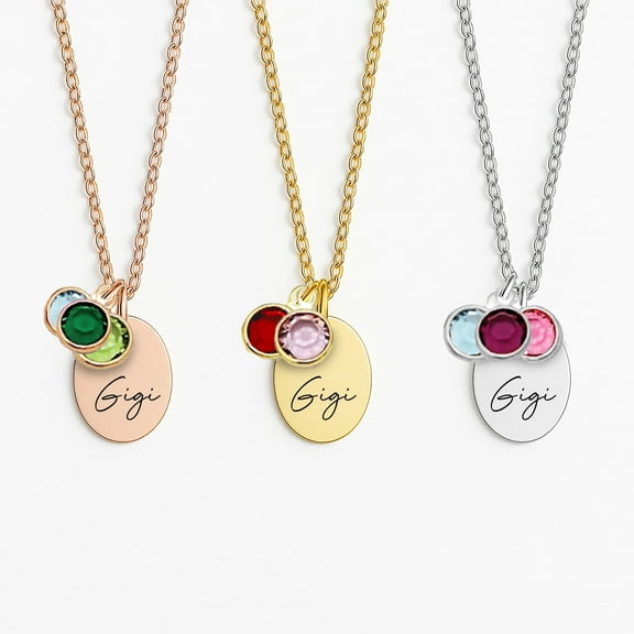 Gigi Family Necklace Personalized Gigi Gifts for Grandma from Grandkids Birth Month Birthstones - Custom Grandma Jewelry with Birth Stone Charms Grandchildren Necklace - Mother's Day Gifts