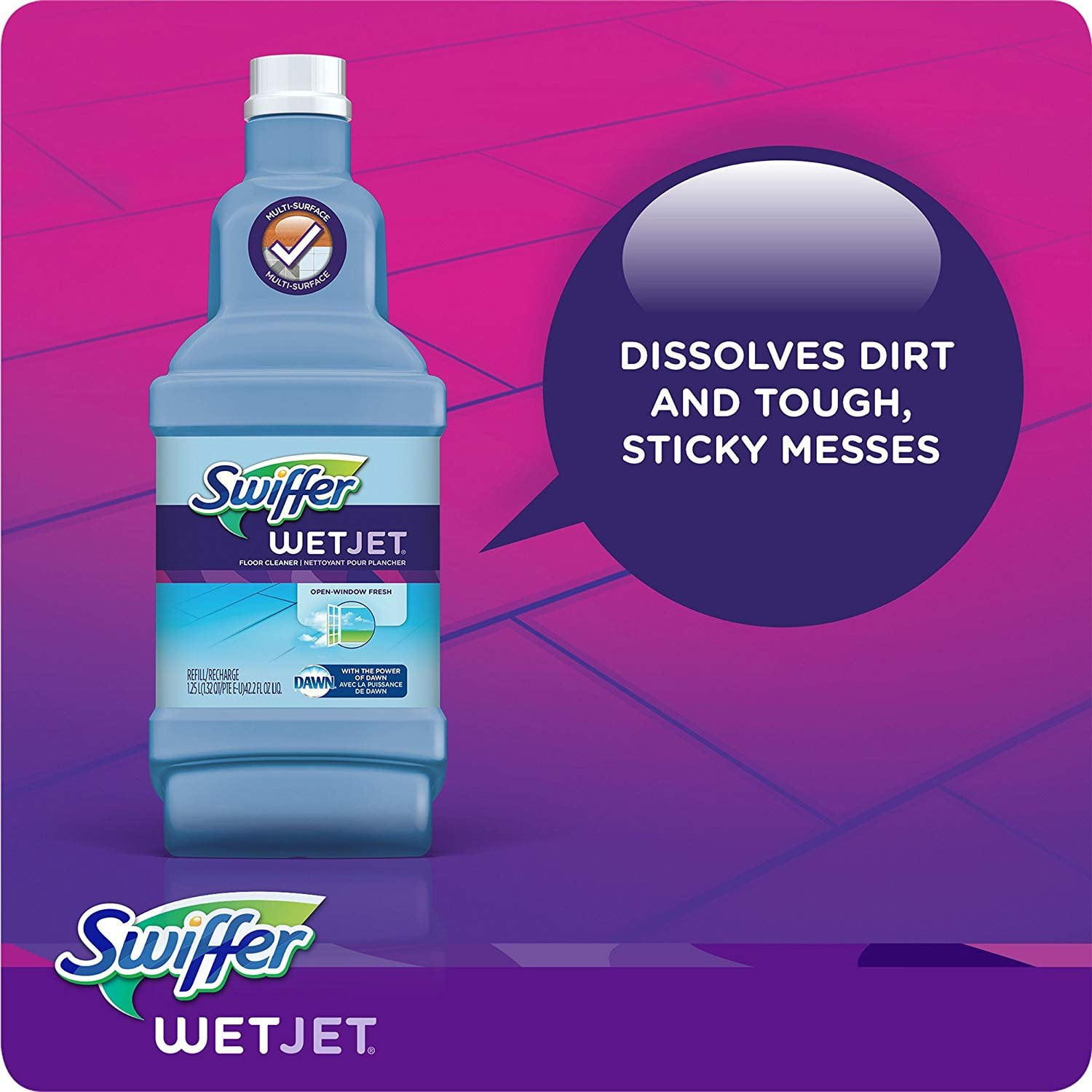 Swiffer WetJet Wood Floor Cleaner Solution Refill, Multi-purpose Blossom  Breeze Scent Wet Jet Refills, 1.25 Liter Pack of 6 