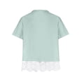 thumbnail image 3 of FRSASU Kids Clothing ,Girls Shirt Crewneck Layered Print Short Sleeve Kids Blouse Lace Tee Top Green 3-4 Years, 3 of 4