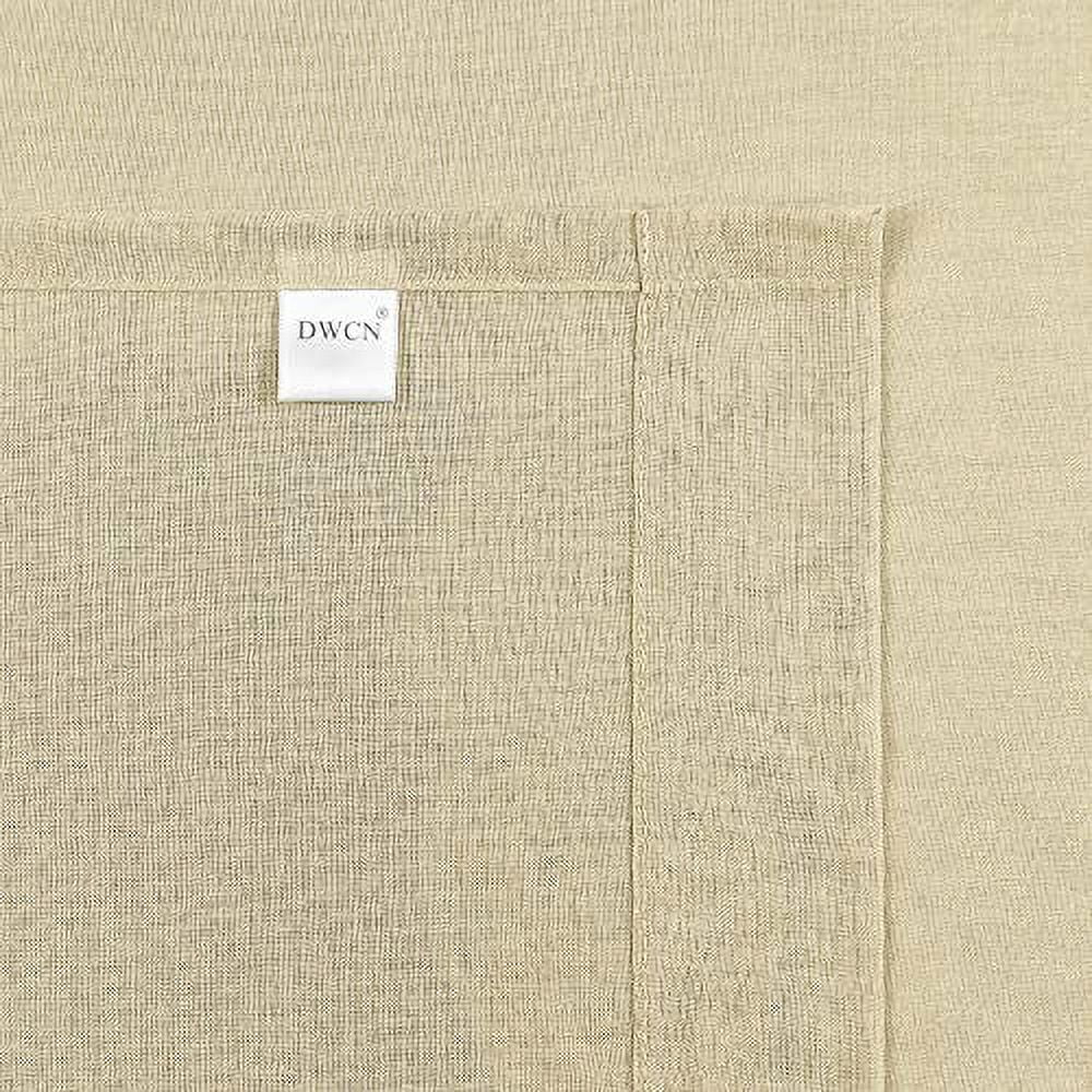 DWCN Beige Sheer Curtains Semi Transparent Voile Rod Pocket Curtains for Bedroom and Living Room, 60 x 63 inches Long, Set of 2 Panels